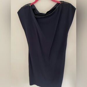 Elie tahari navy dress zipper detail